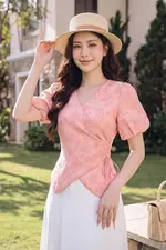 Áo kiểu đắp chéo nhấn eo