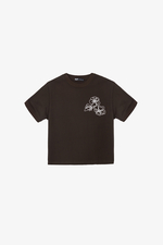 Áo thun cotton nữ màu nâu in hoa