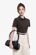 Áo thun polo nữ màu nâu tay ngắn