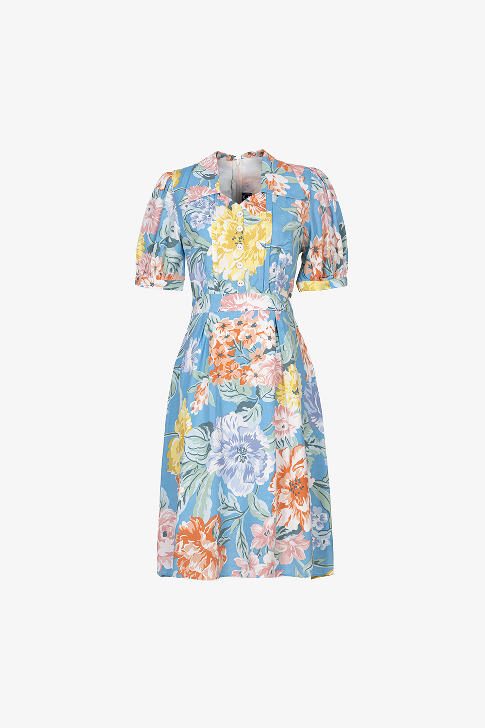 Đầm linen hoa dáng chữ A xòe