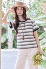 Áo thun cotton nữ sọc ngang