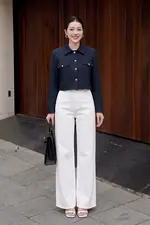 Quần jeans nữ màu trắng ống suông