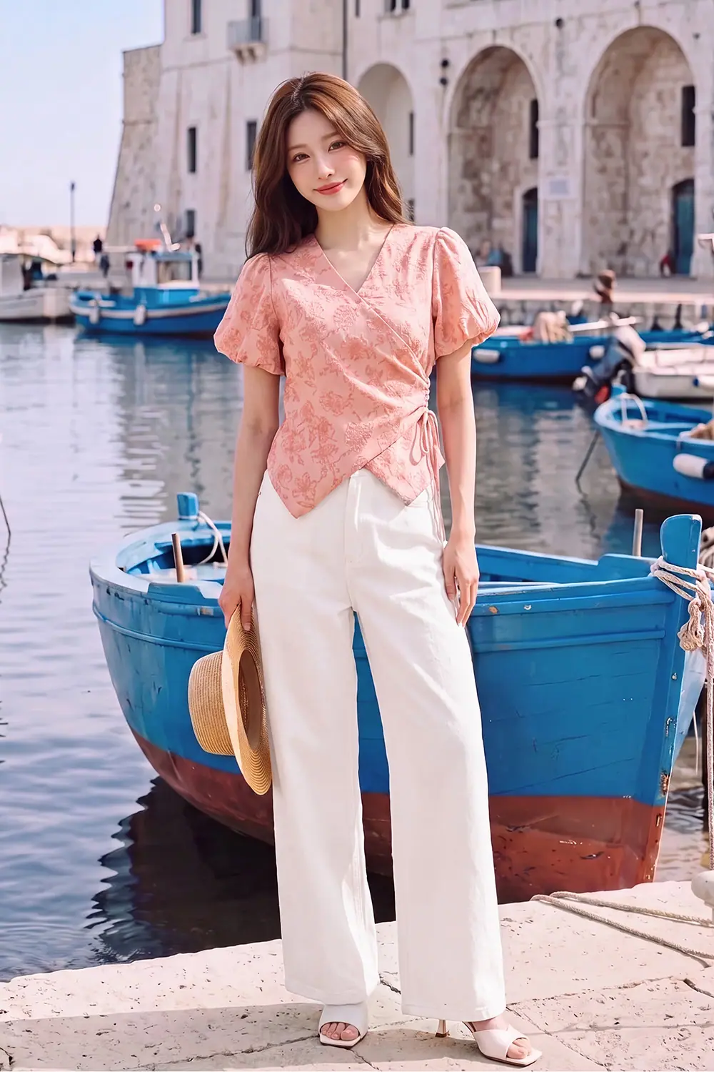 Quần jeans nữ màu trắng ống suông