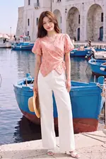 Quần jeans nữ màu trắng ống suông