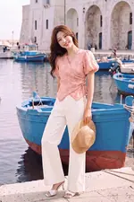 Quần jeans nữ màu trắng ống suông