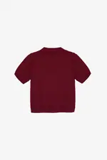 Áo len dệt kim cổ polo màu đỏ