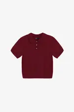 Áo len dệt kim cổ polo màu đỏ