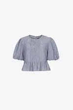 Áo babydoll denim tay phồng