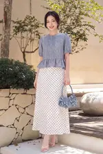 Áo babydoll denim tay phồng
