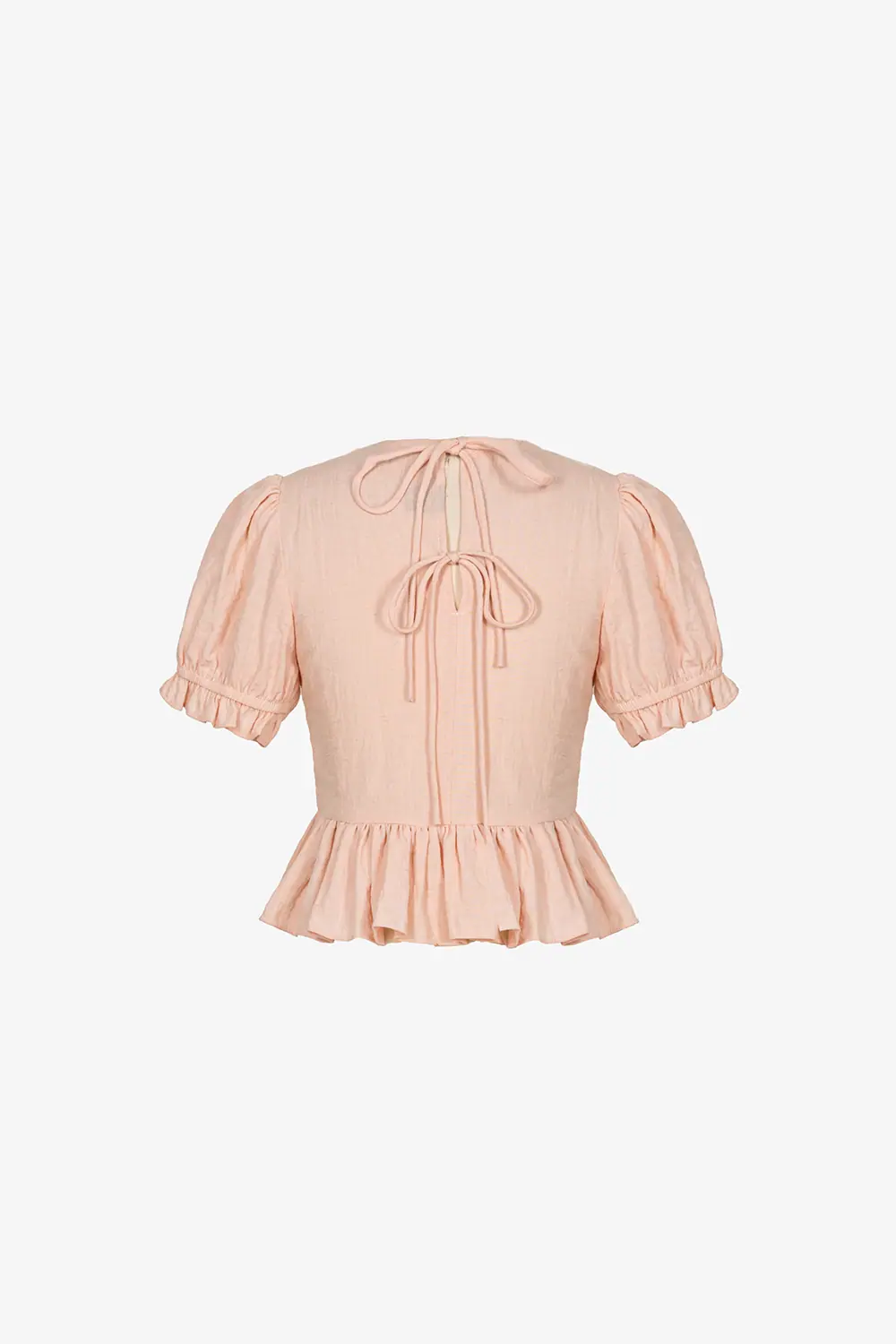 Áo kiểu linen peplum nhún chun tay phồng