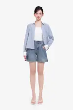 Áo sơ mi kẻ sọc xanh phối trắng