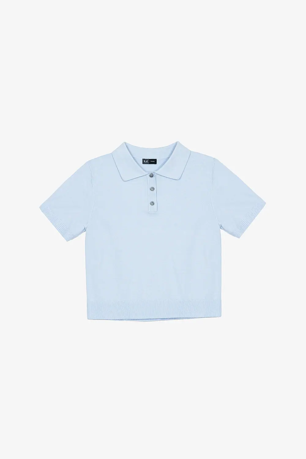 Áo polo len dệt kim màu xanh