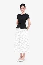 Áo peplum công sở nữ cổ tròn đính nơ