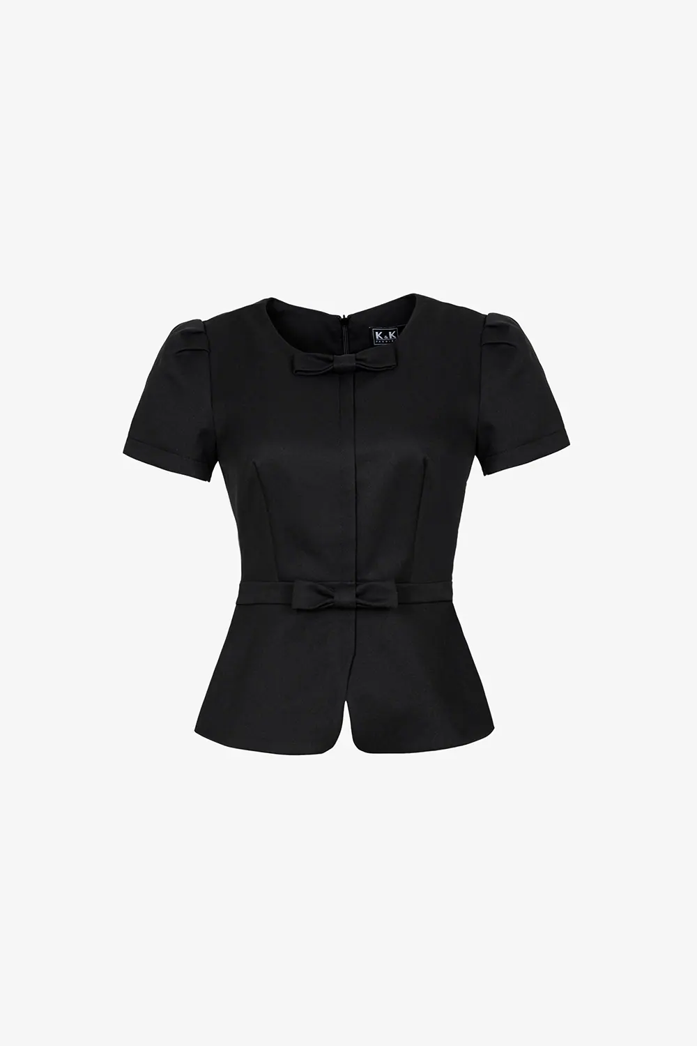 Áo peplum công sở nữ cổ tròn đính nơ
