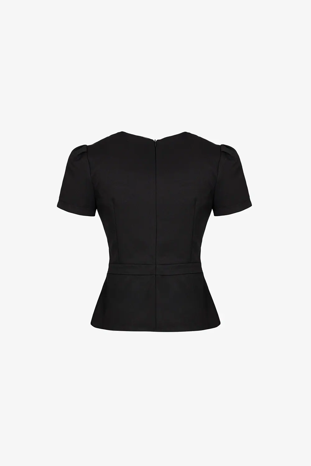 Áo peplum công sở nữ cổ tròn đính nơ