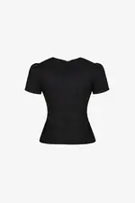 Áo peplum công sở nữ cổ tròn đính nơ
