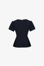 Áo peplum công sở cổ ren phối nút