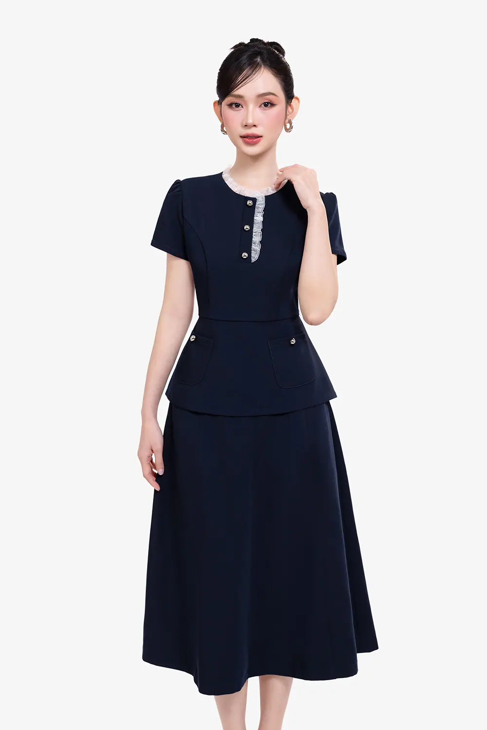 Chân váy công sở chữ A dáng midi