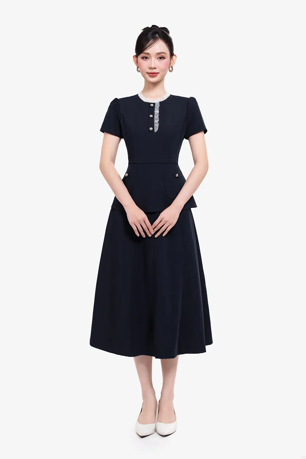 Chân váy công sở chữ A dáng midi