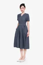 Đầm jean denim dáng xòe kèm thắt lưng