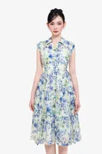 Đầm họa tiết hoa dáng xòe tầng