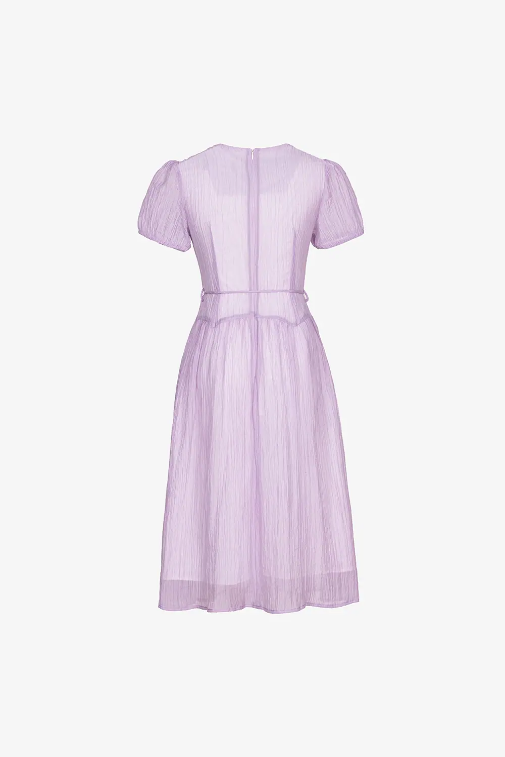 Đầm xòe tơ dập nhún màu tím pastel