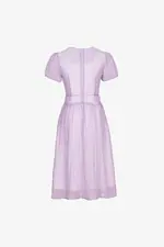 Đầm xòe tơ dập nhún màu tím pastel