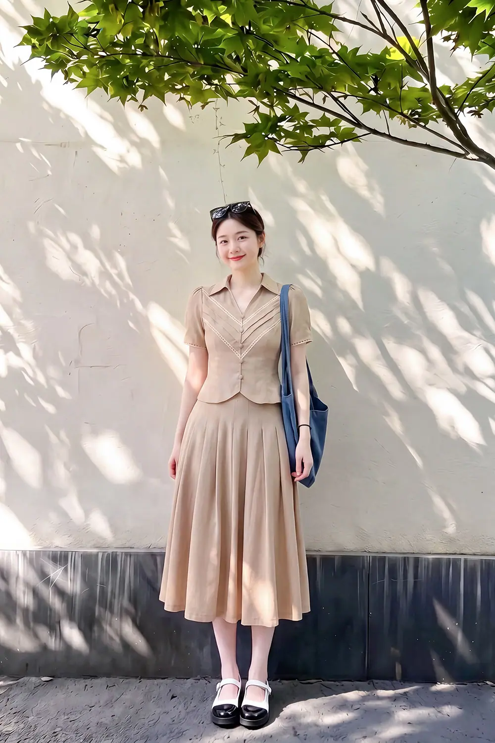 Áo kiểu linen cổ sơ mi phối đăng ten ASM33-30