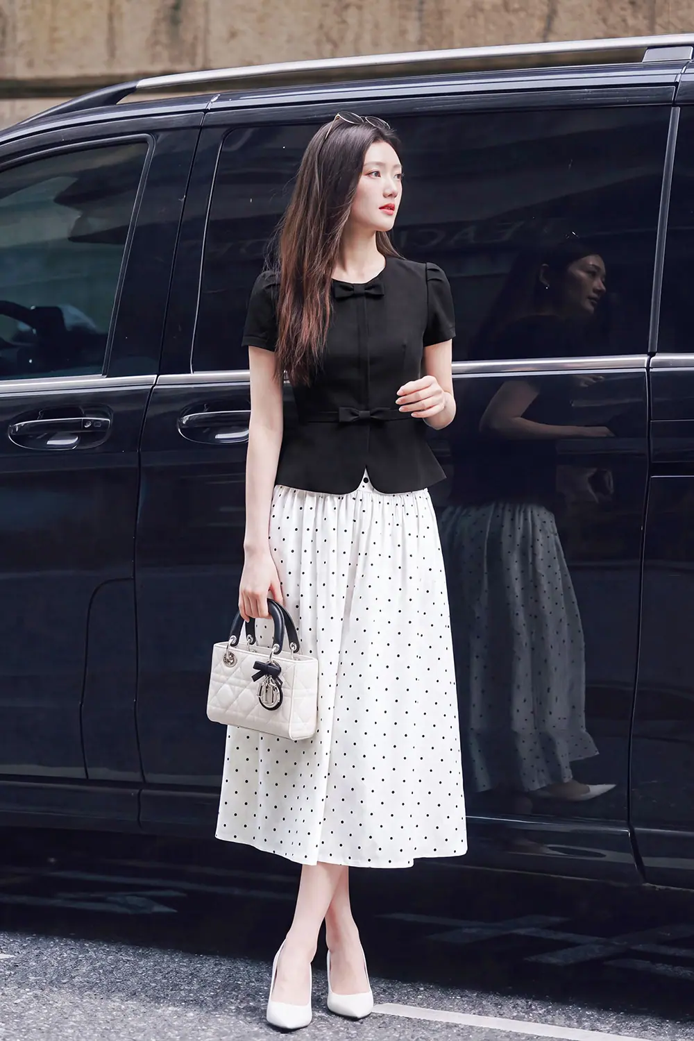 Áo peplum công sở nữ cổ tròn đính nơ ASM35-01