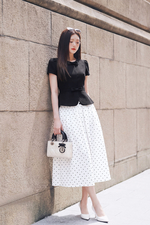 Áo peplum công sở nữ cổ tròn đính nơ