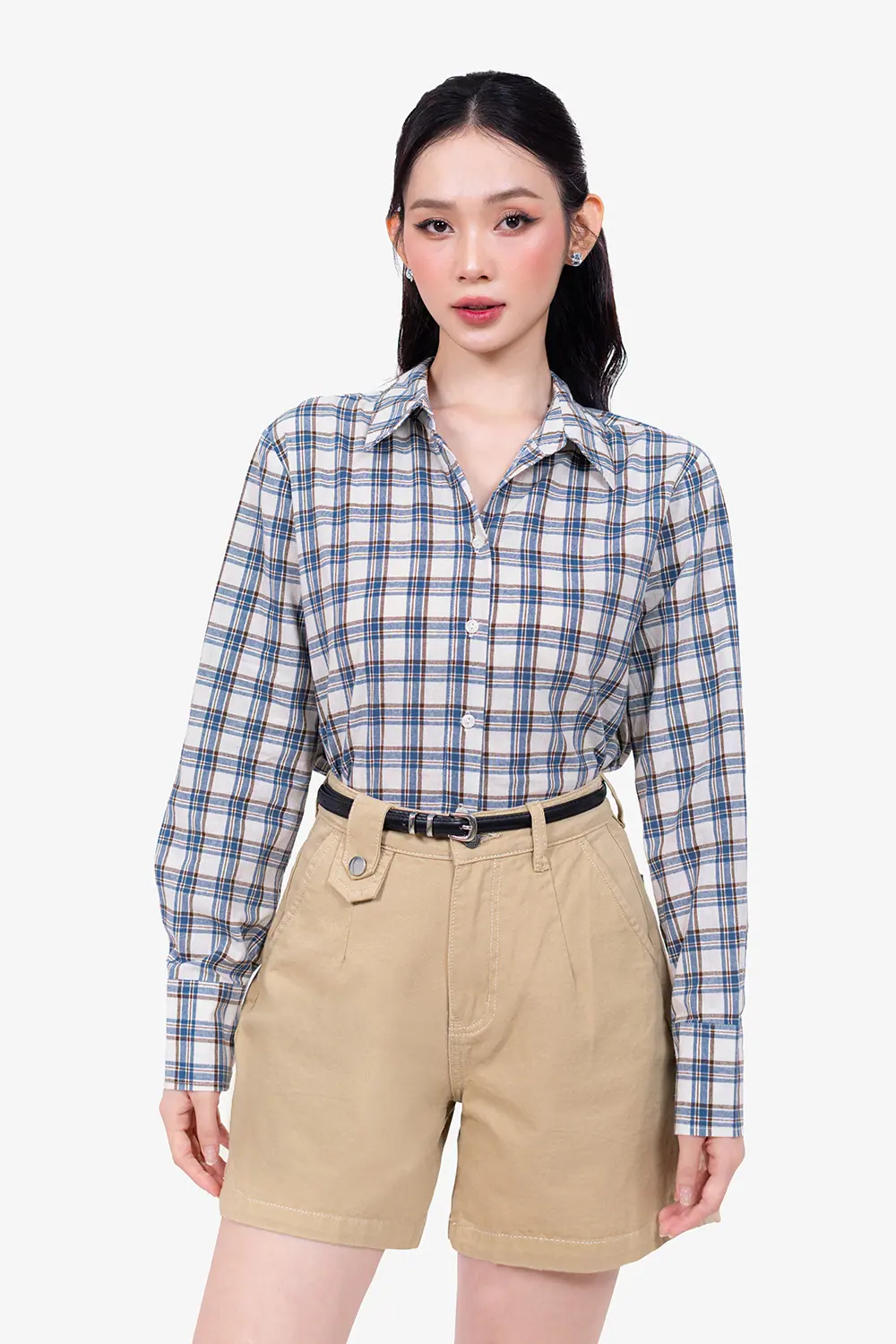 Áo sơ mi caro nữ tay dài