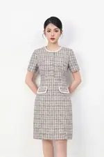 Đầm tweed công sở dáng chữ A