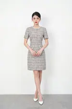 Đầm tweed công sở dáng chữ A