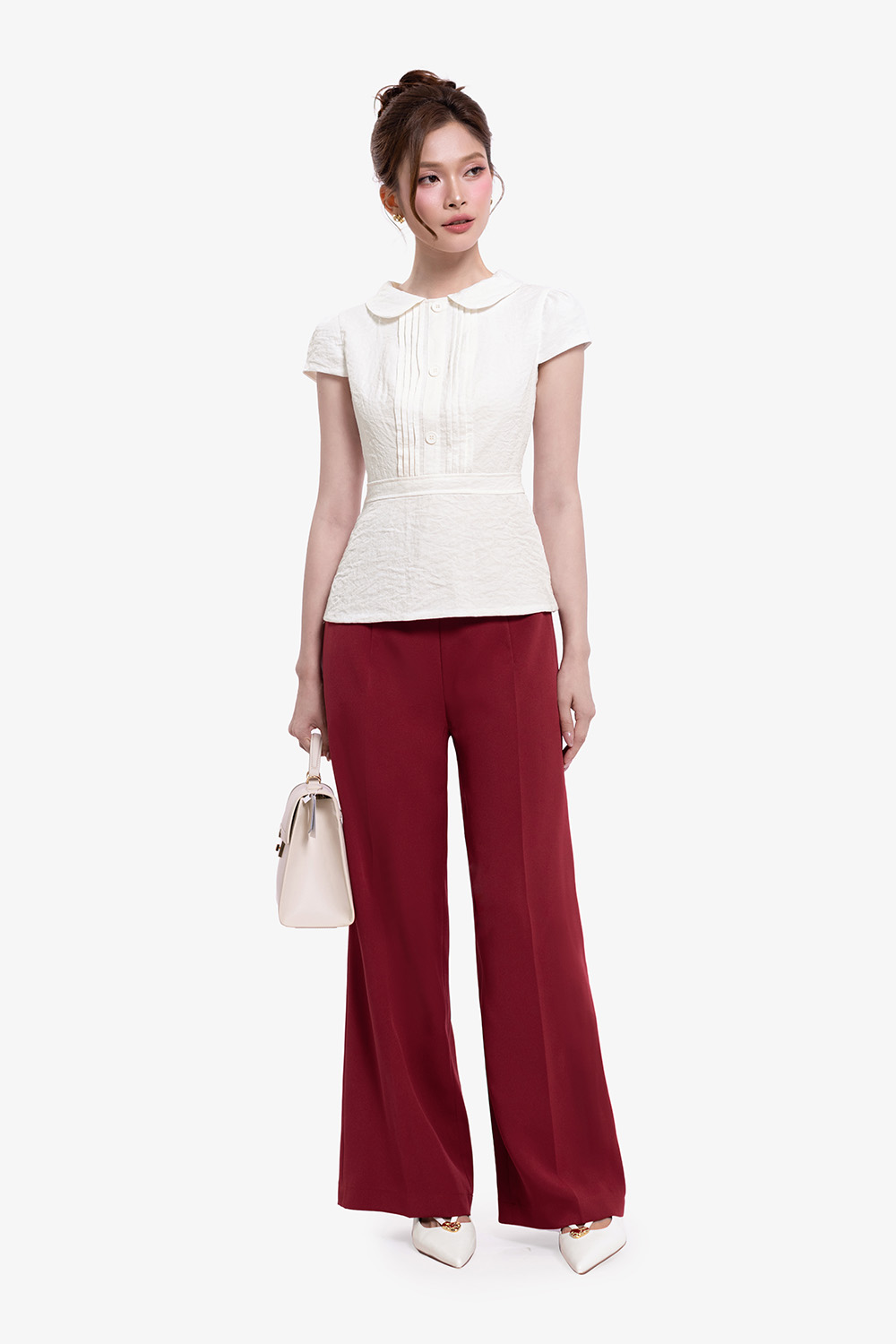 Áo kiểu peplum công sở màu trắng