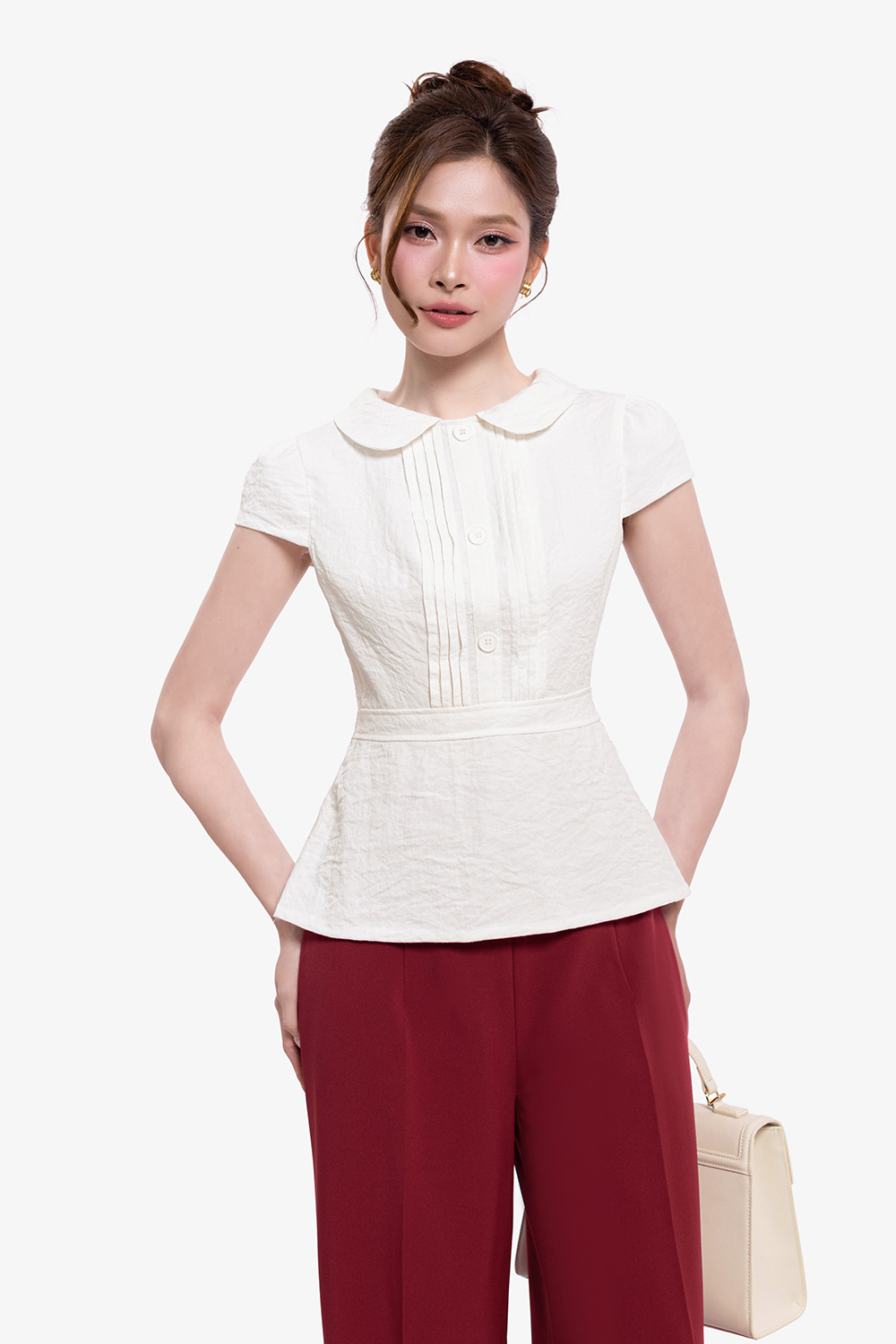 Áo kiểu peplum công sở màu trắng