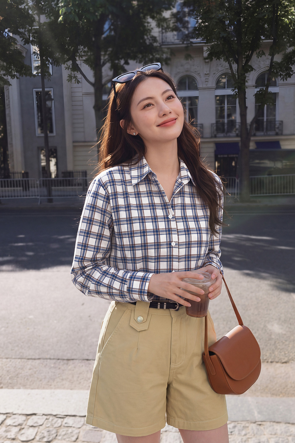 Áo sơ mi caro nữ tay dài