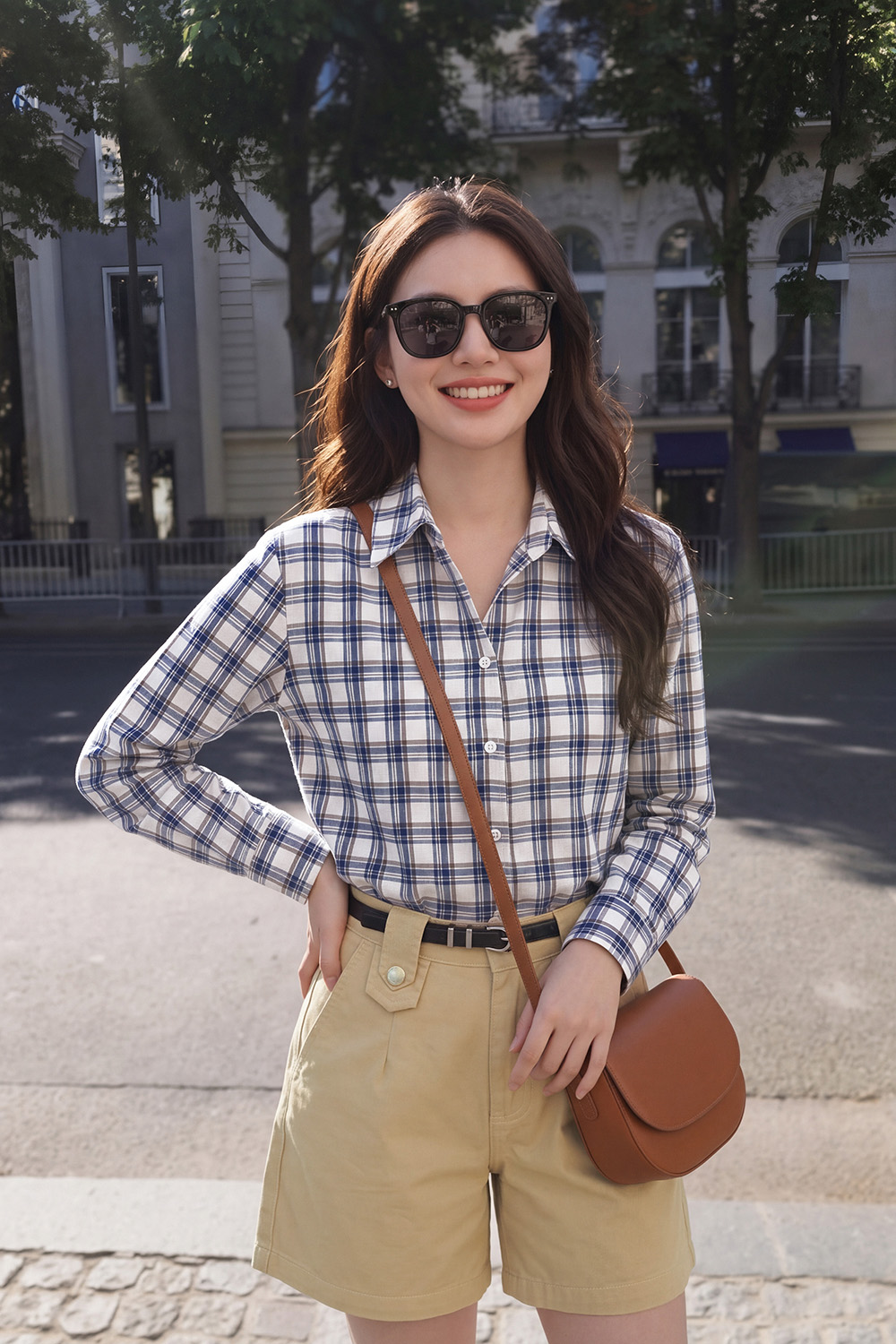 Áo sơ mi caro nữ tay dài