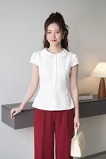 Áo kiểu peplum công sở màu trắng