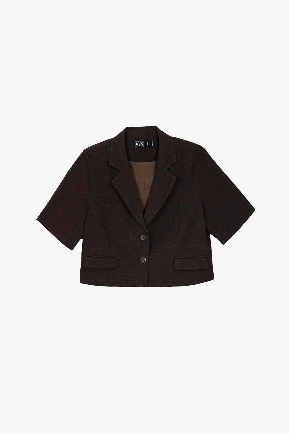 Áo khoác blazer ngắn tay màu nâu