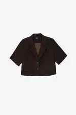 Áo khoác blazer ngắn tay màu nâu