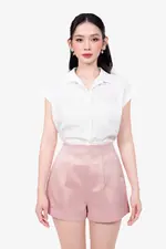 Áo kiểu nữ sơ mi trắng tay hến