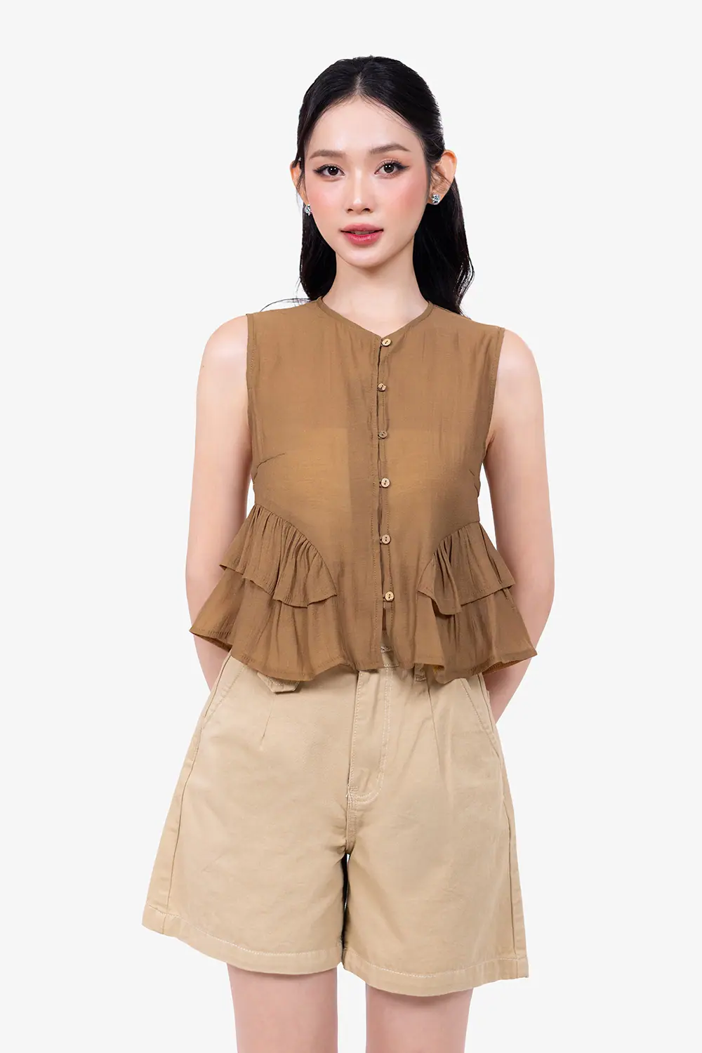 Áo kiểu nữ peplum nhún bèo