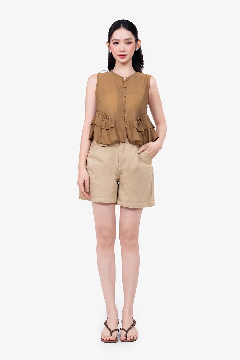 Áo kiểu nữ peplum nhún bèo