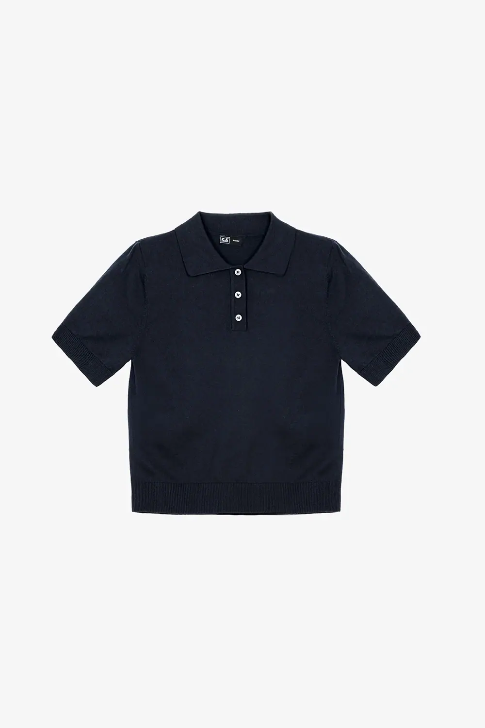 Áo len dệt kim cổ polo màu xanh đen