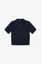 Áo len dệt kim cổ polo màu xanh đen