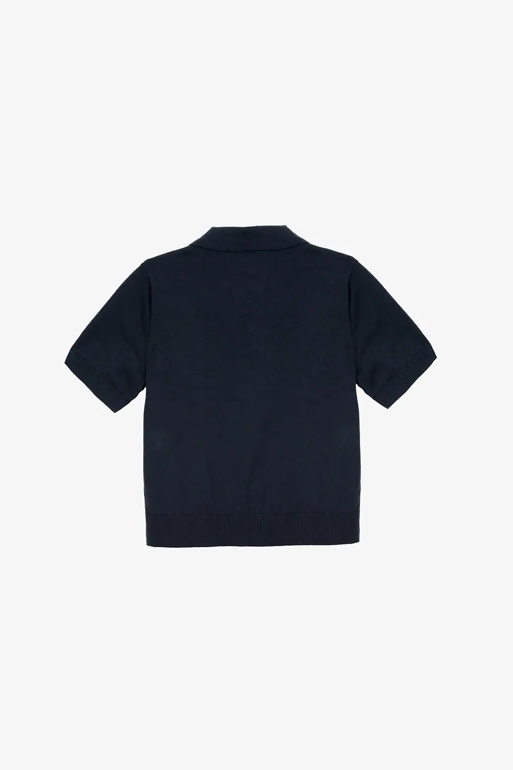 Áo len dệt kim cổ polo màu xanh đen