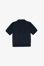Áo len dệt kim cổ polo màu xanh đen