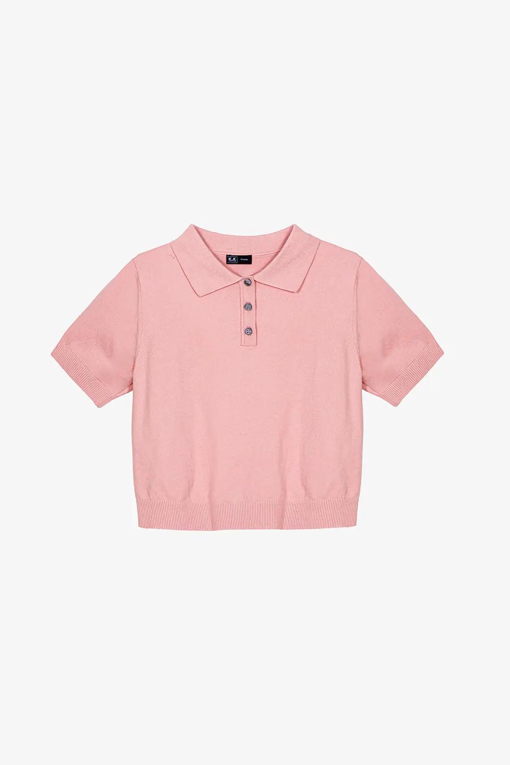 Áo len dệt kim polo hồng ngắn tay