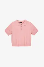 Áo len dệt kim polo hồng ngắn tay