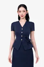 Áo kiểu peplum công sở eo đính hoa